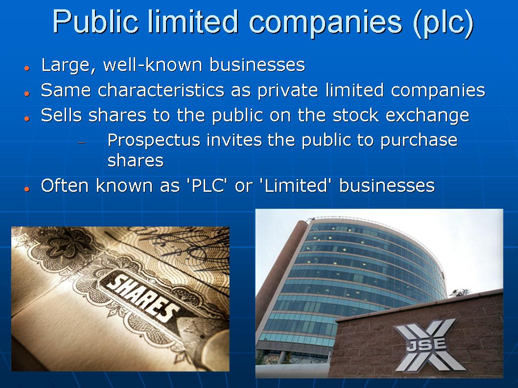 Public Limited Company Business Examples
